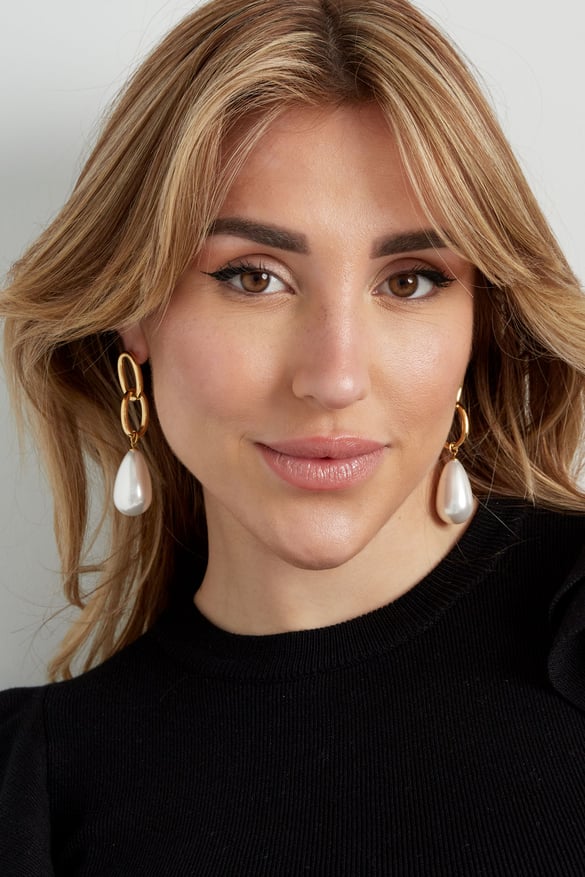 orecchino ad anello con pendente perla - colore oro 2