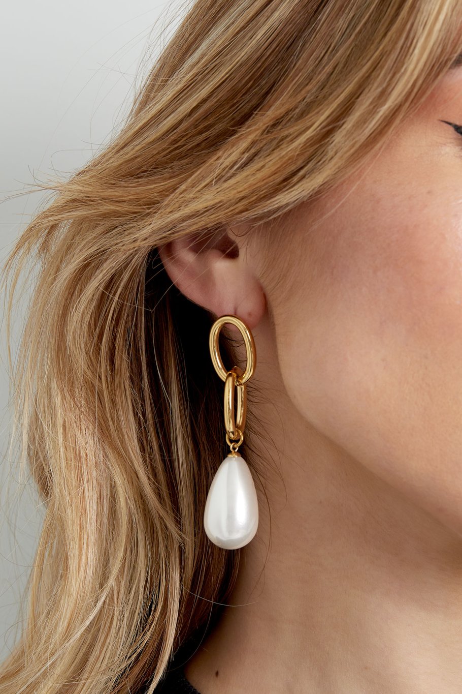 Ring earring with pearl pendant - Gold color Picture3