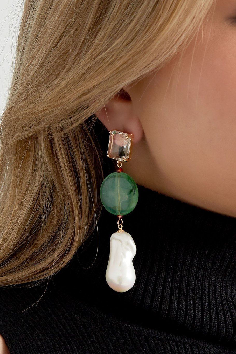 Earrings vintage pearls - blue purple Picture3