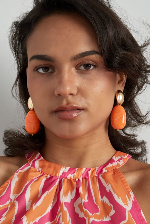 Double statement earrings - pink 