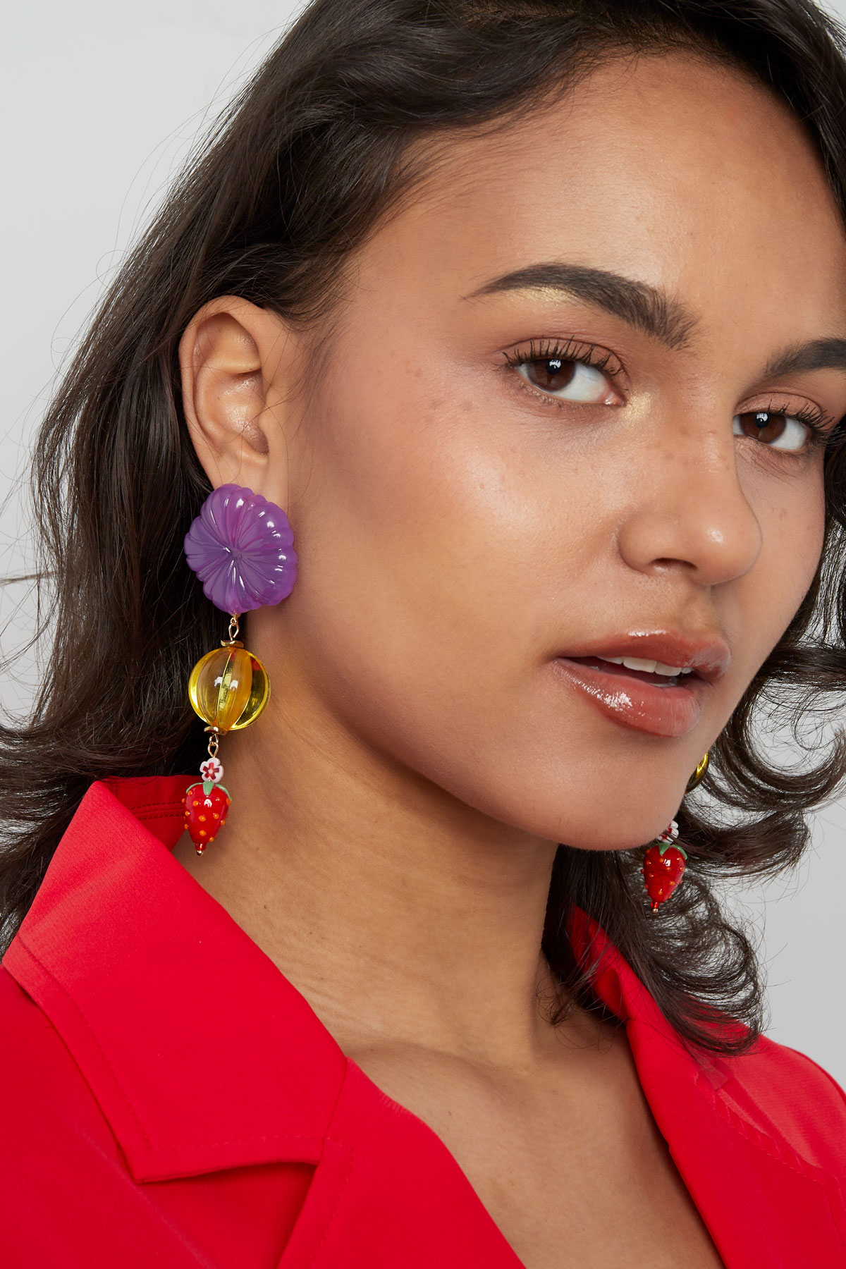Strawberry love earrings - fuchsia