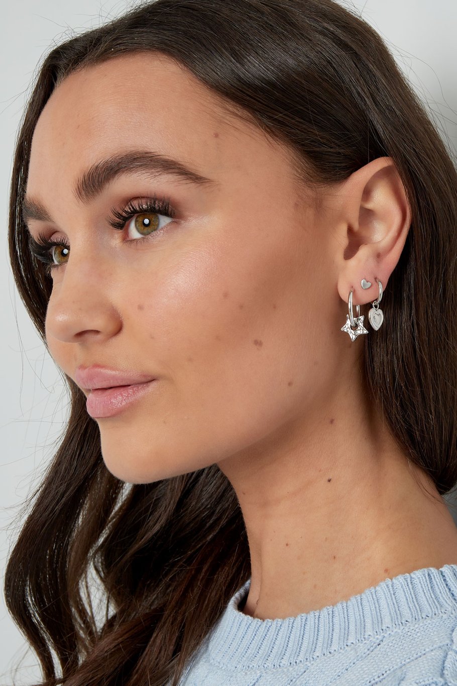 Basic earrings with star charms - Silver Color color h5Picture2