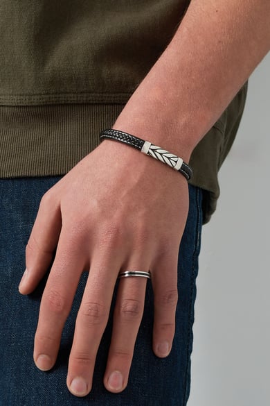 Herrenarmband Silber geflochten - Orange h5 Bild4