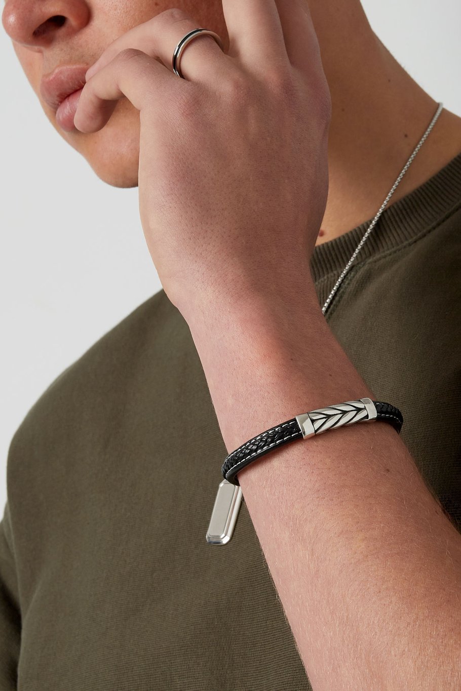 Herrenarmband Silber geflochten - Orange Bild5
