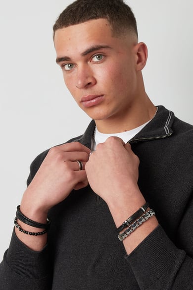 Herrenarmband geflochten - Schwarz/Silber h5 Bild3
