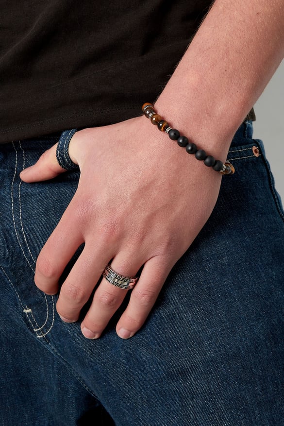 Bracelet homme avec différentes perles - marron/noir