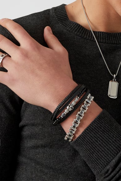 Bracciale da uomo a maglie semplici - Colore argento h5 Immagine3
