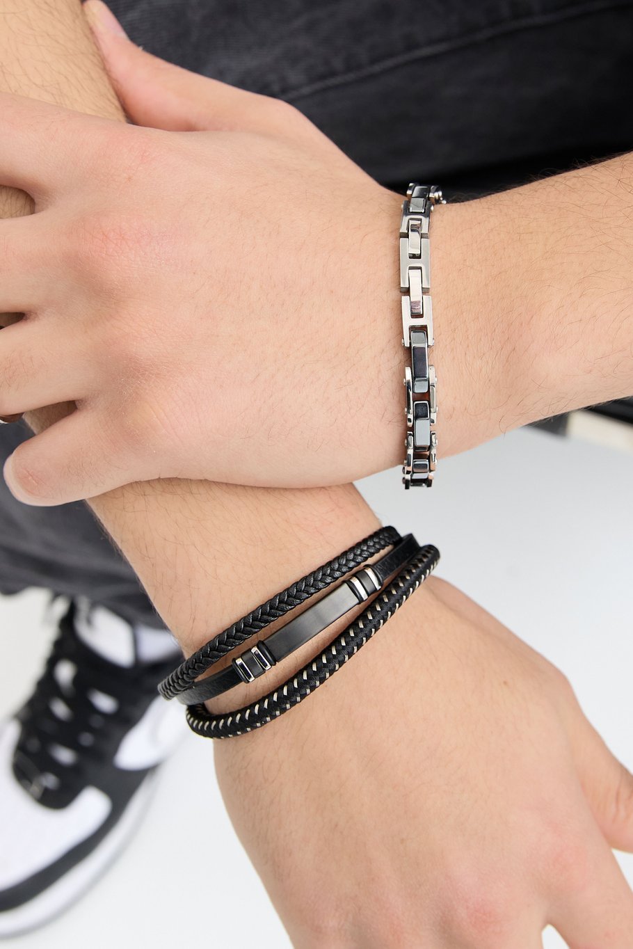 Double chained men's bracelet - Silver Color color Picture3