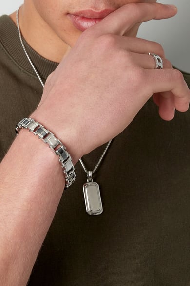 Grobgliedriges Herrenarmband edel silberfarben h5 Bild2