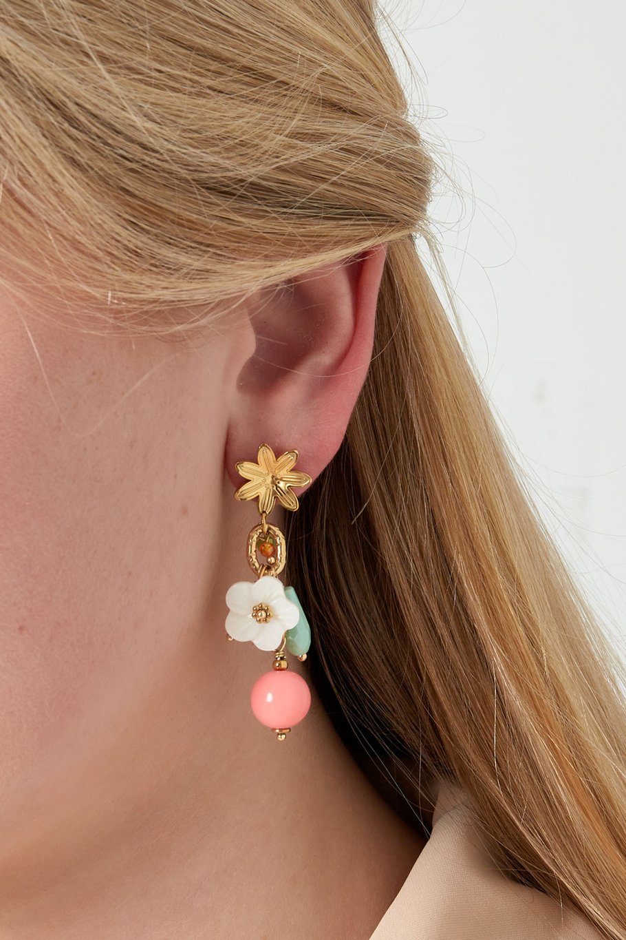 Ohrringe florale Fusion - Goldfarbe Bild3