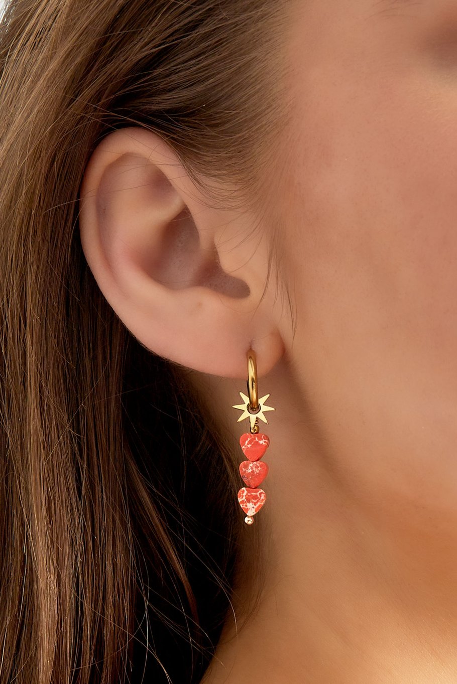 earrings triple heart star - pink h5Picture3