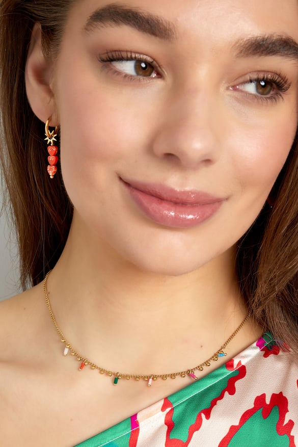 Boucles d'Couleur oreilles triple coeur étoile - Couleur or rose 2
