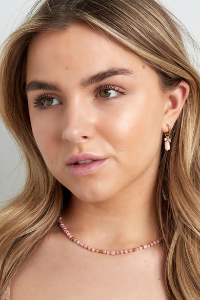 Pendientes con dijes de colores - naranja/rosa  h5 Imagen4