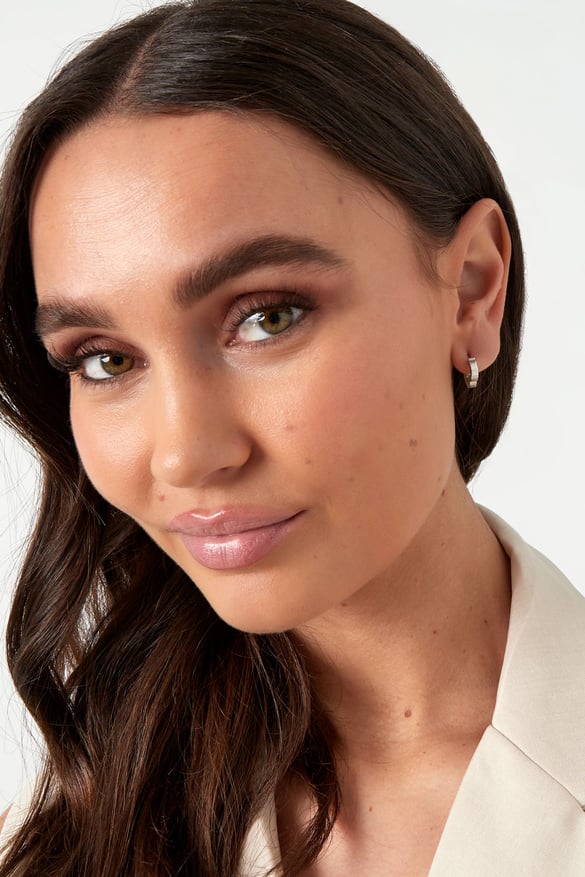 Basic clover earrings medium - Silver Color color 2