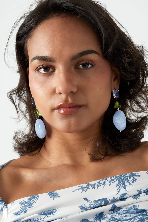 Statement glass earrings - pink  2