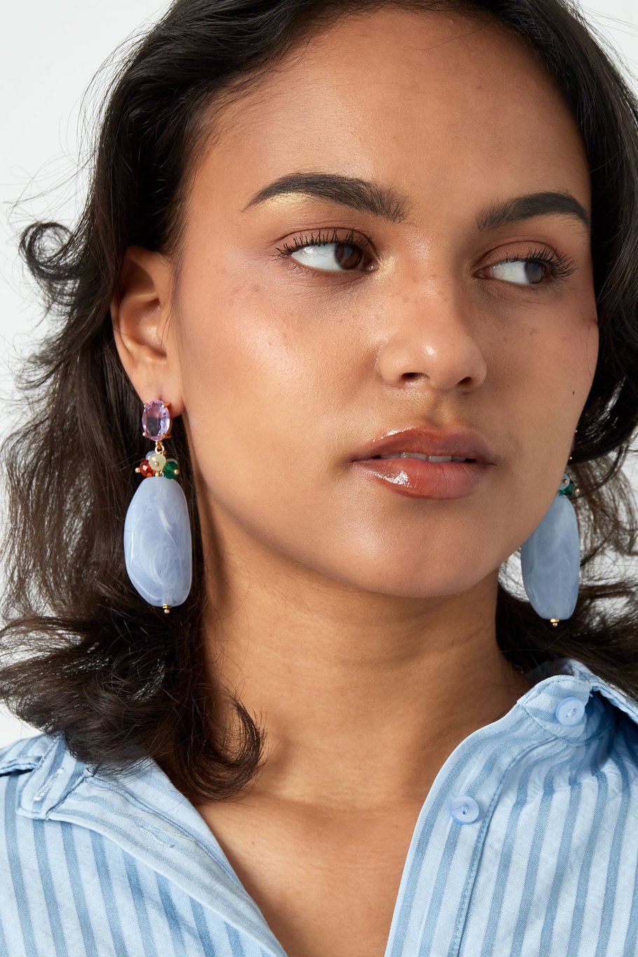 Pendientes de fiesta con cuentas llamativas - rosa/verde  Imagen2