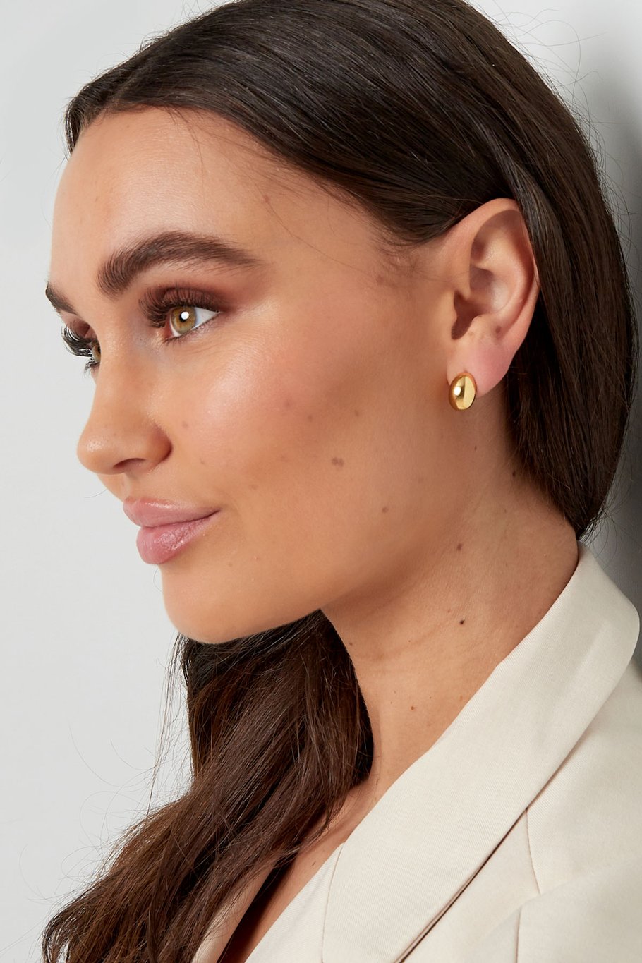 Silver Color button earring - Silver Color color Picture2