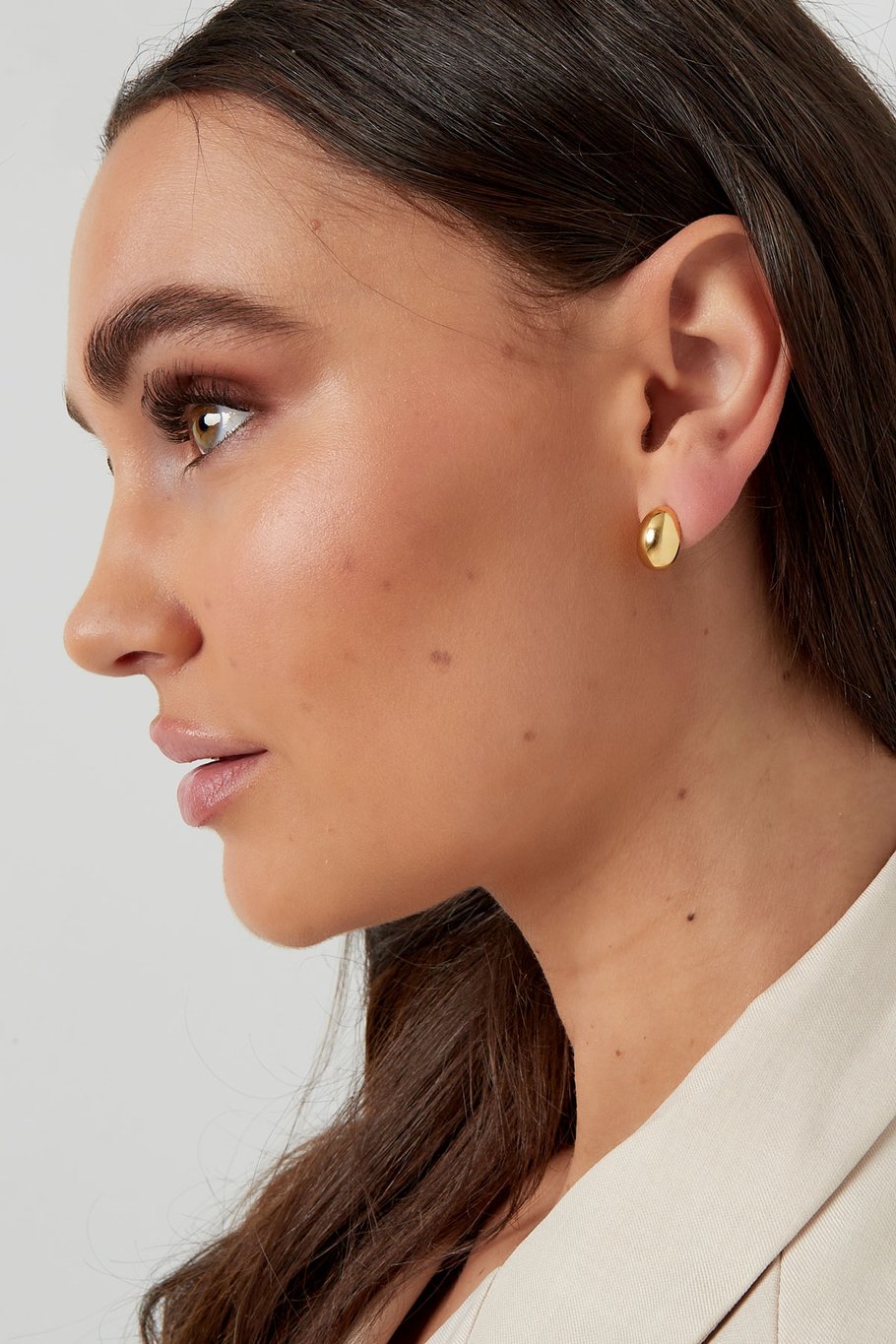 Silver Color button earring - Silver Color color Picture4