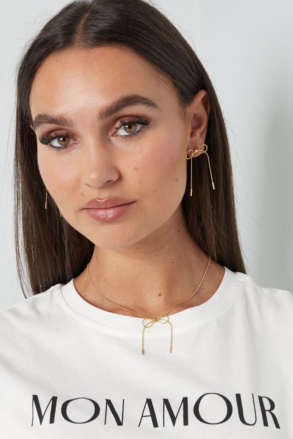 orecchini a maglia con fiocco - colore oro