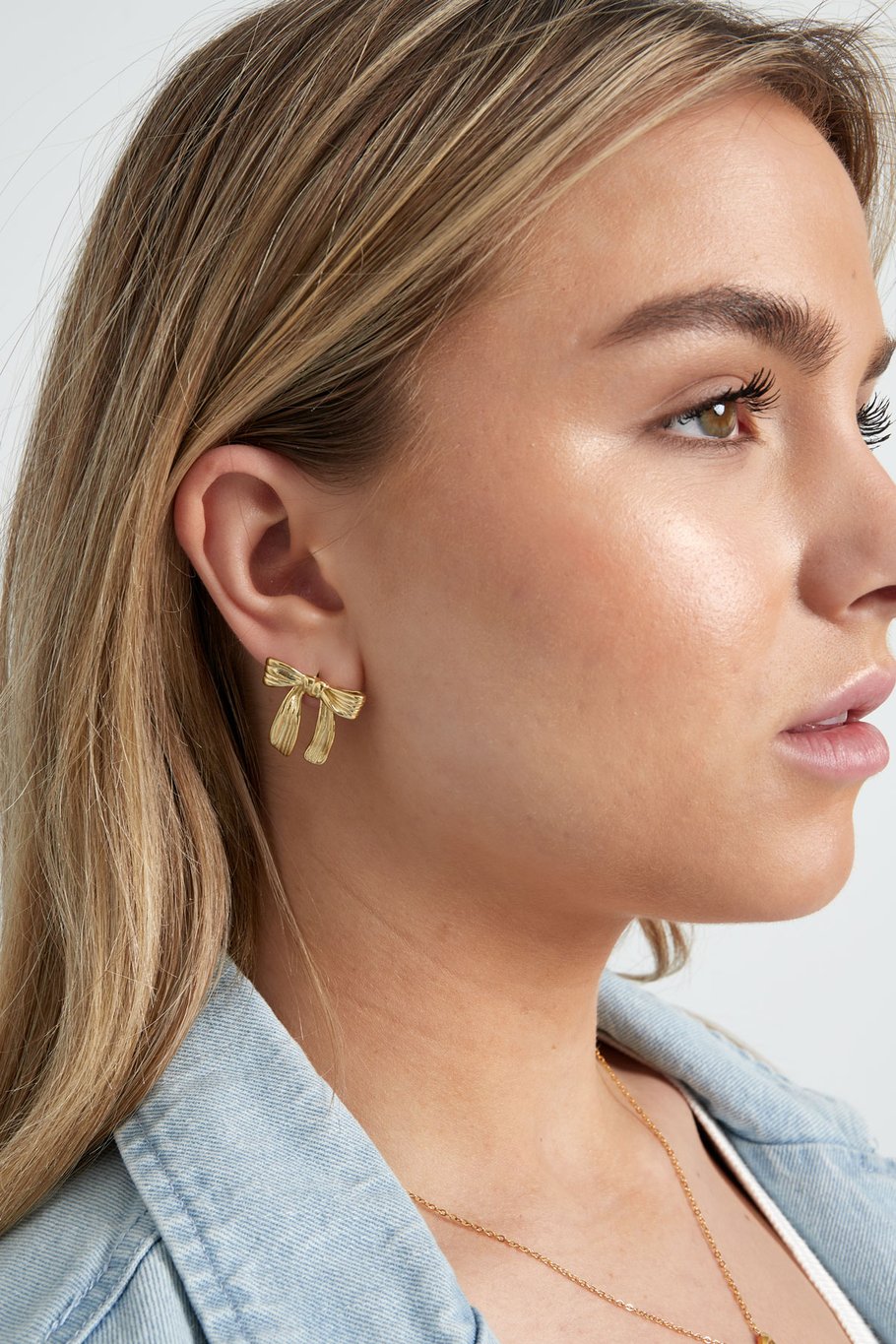 Earrings lovely bow - Gold color Picture2