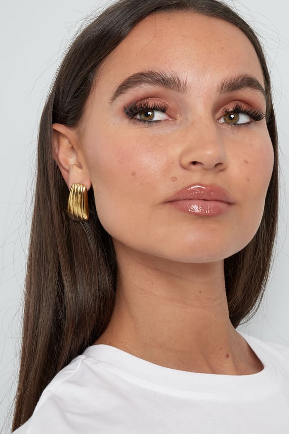 Simple stripe earrings - Silver Color color 2