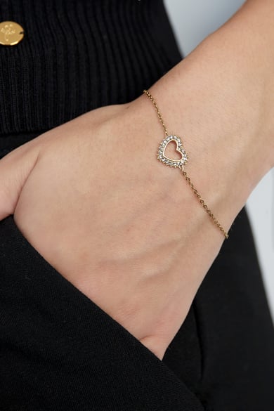 Bracciale con cuore di diamanti - Colore argento h5 Immagine2