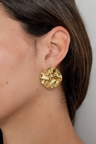 Oorbellen statement structuur rond - Goud kleur h5 Afbeelding2