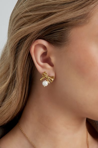pendientes de lazo con perla h5 Imagen2