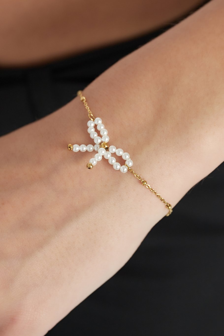 Pearl bow bracelet - white Gold Color  Picture2