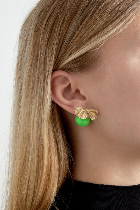 Bow studs earrings color - pink 2