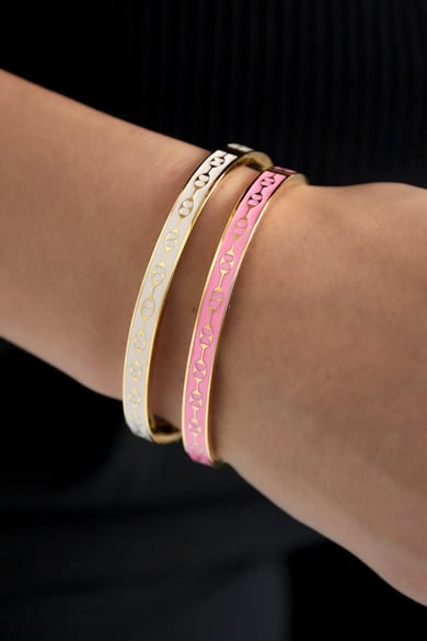 Bracciale alla schiava con stampa colorata - rosa/Colore oro  h5 Immagine2