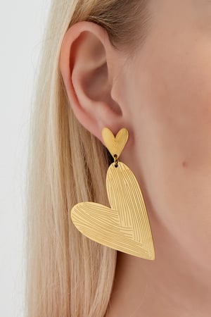 Earrings double the love - Gold color h5 Picture3