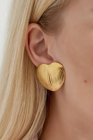 Clip earrings heart statement - Gold color h5 Picture3