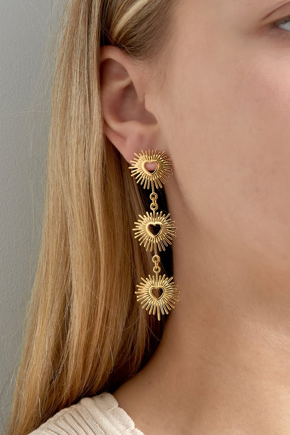 Boucles d'oreilles coeur feu d'artifice - doré 2
