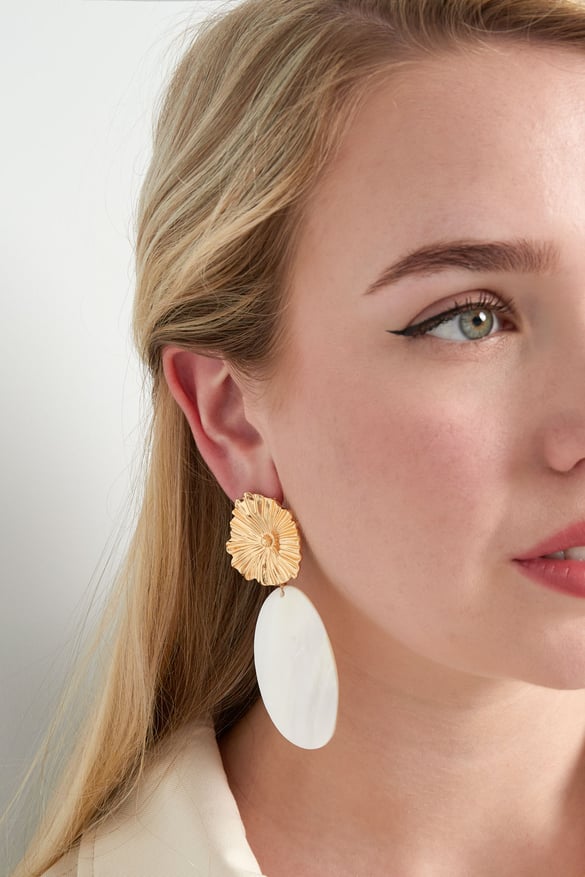 earrings poshy flower - white 
