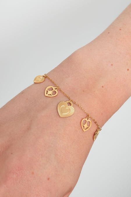 Passionate Heart Charms bracelet - Gold color