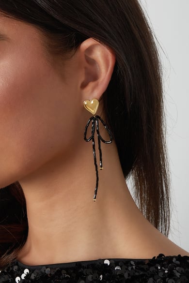 Pendientes arco a mi corazón - Color dorado negro h5 Imagen2