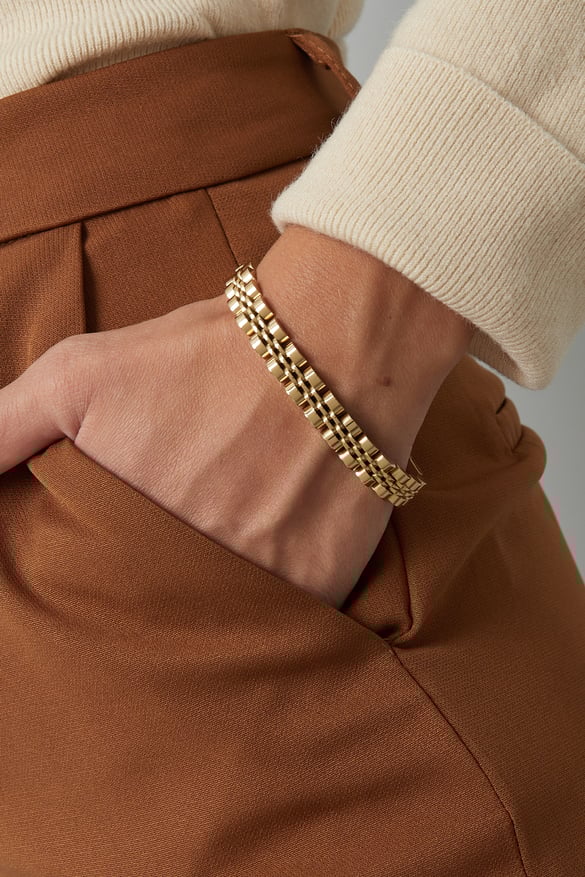 Stoere schakelarmband - Goud kleur 2