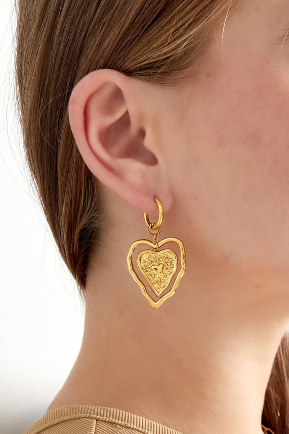 boucles d'oreilles coeur exceptionnelles - couleur or 2