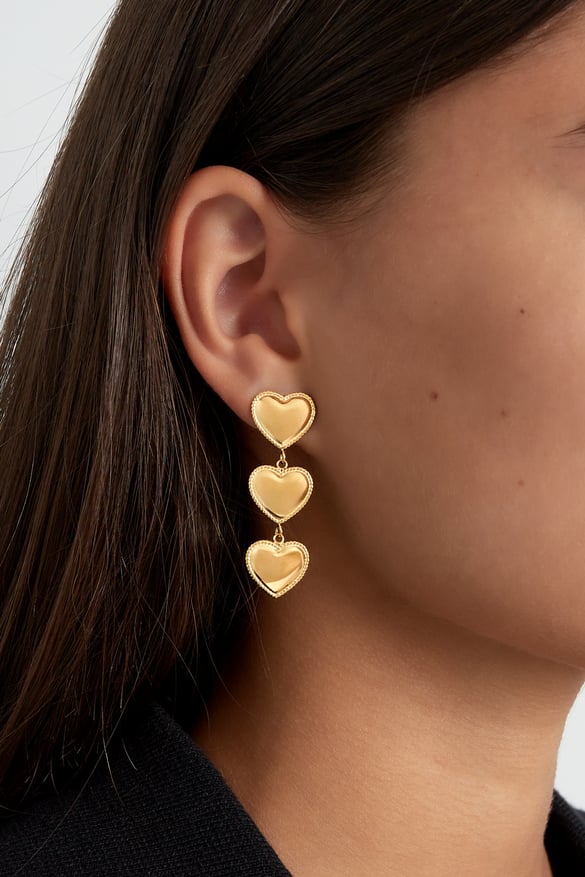 orecchini a forma di pila di cuori - colore oro