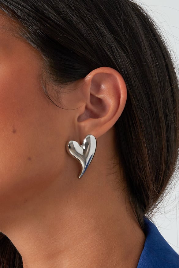 Earrings heart vibes - Silver Color color