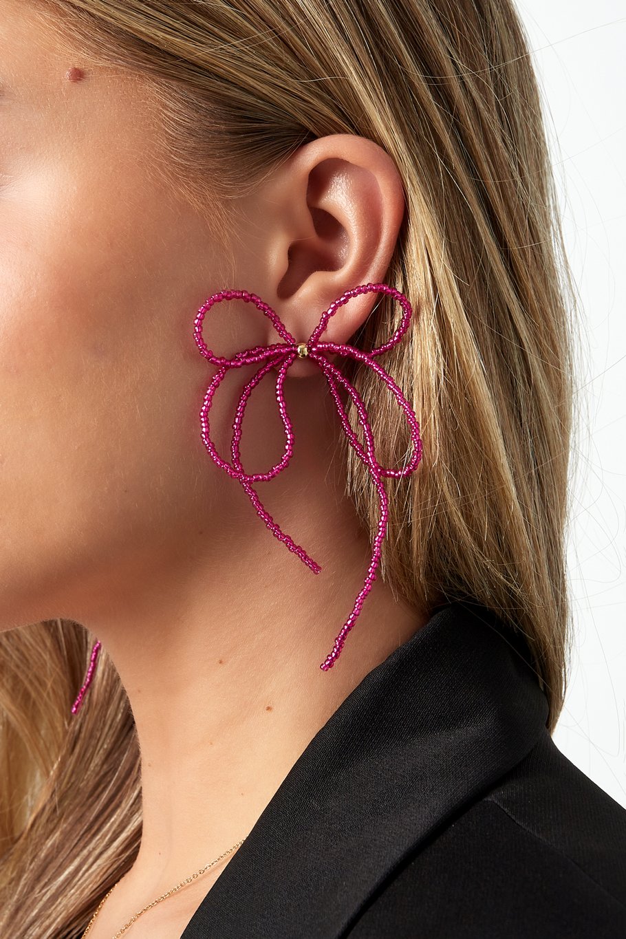 Festliche Schleifen-Ohrringe - fuchsia Bild2