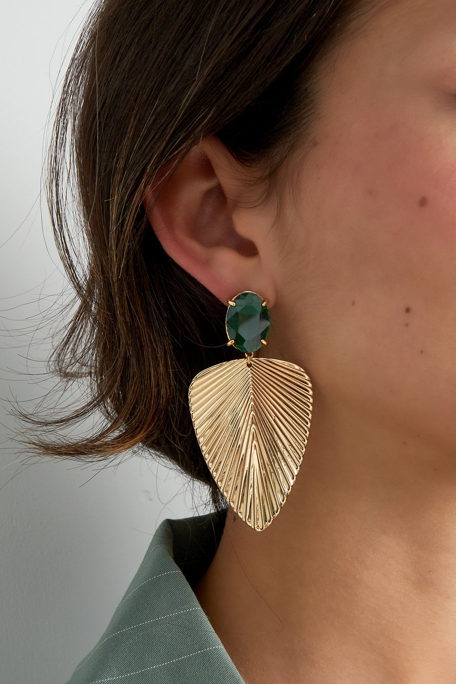 Pendientes de textura ondulada - verde Imagen2
