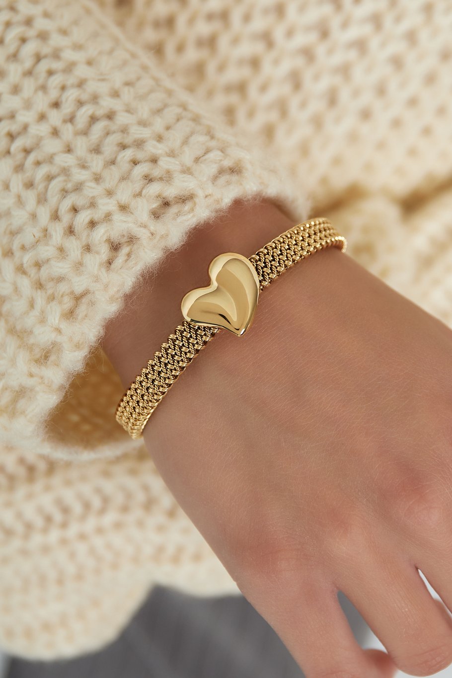 Pulsera brazalete corazón - Color plata Imagen2