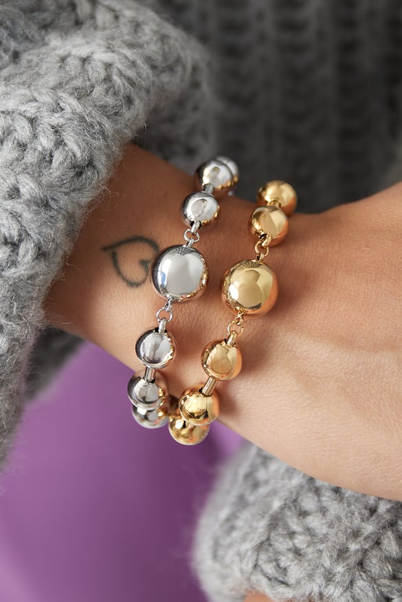 braccialetto con perline statement - colore oro 2