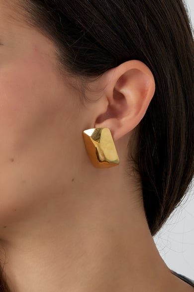 Orecchini a bottone eleganti e testurizzati - Colore oro h5 Immagine2