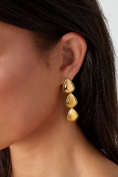 Orecchini tripli goccia - Colore oro h5 Immagine2