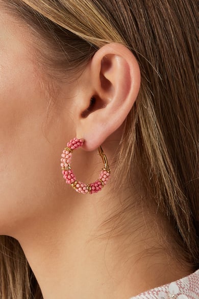 Orecchini Beads of joy - rosa e Colore oro h5 Immagine2