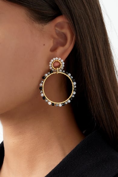 Pendientes círculo de colores - negro y gris h5 Imagen2