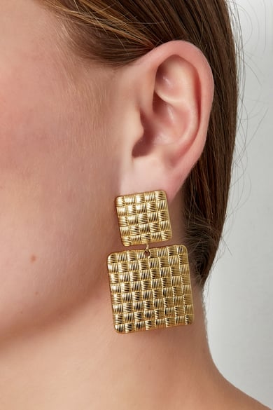 Strukturierte Blockohrringe - Goldfarbe h5 Bild2
